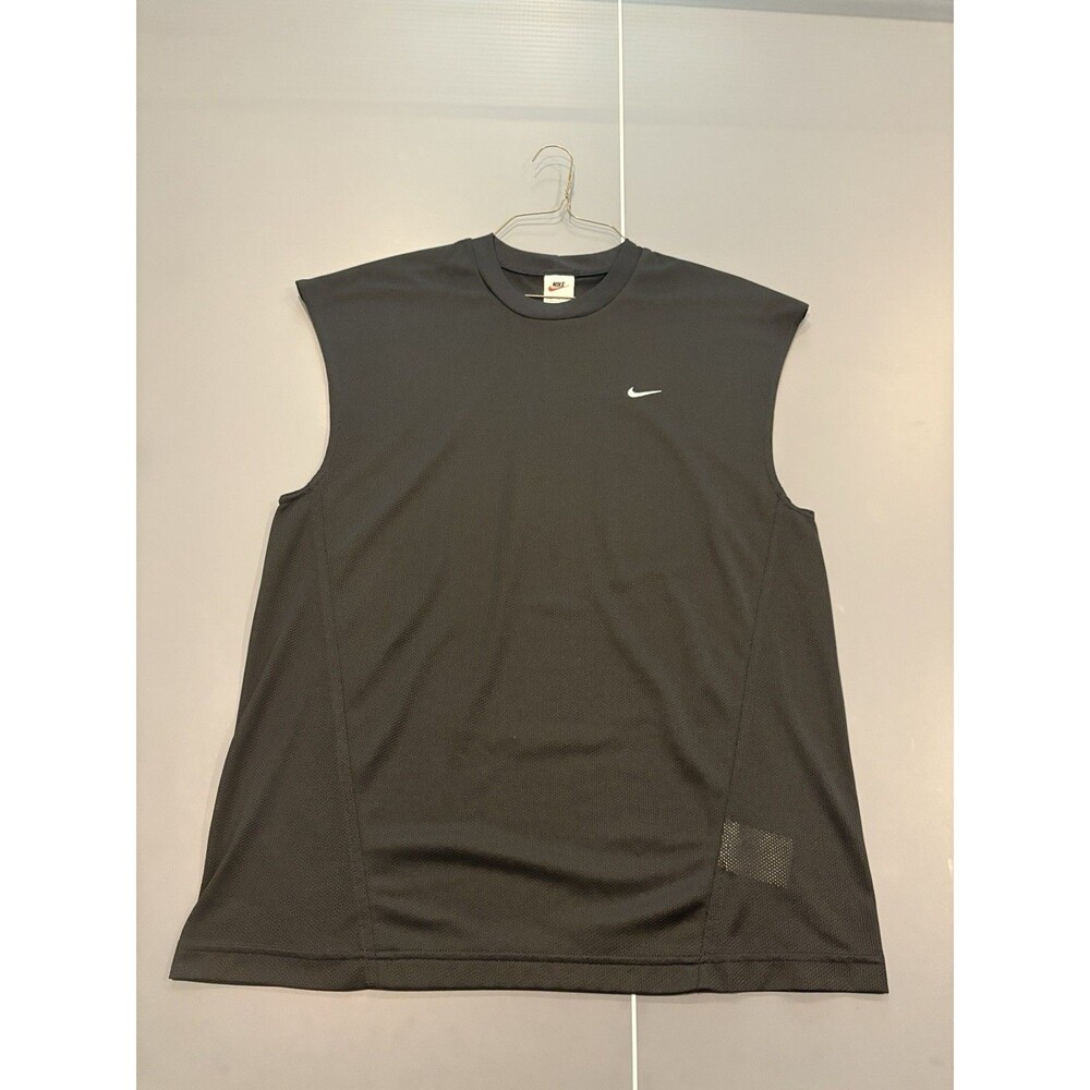 Vintage Nike Tank Top M Black Center Swoosh Rare Gym Basketball Jersey Mens 90s